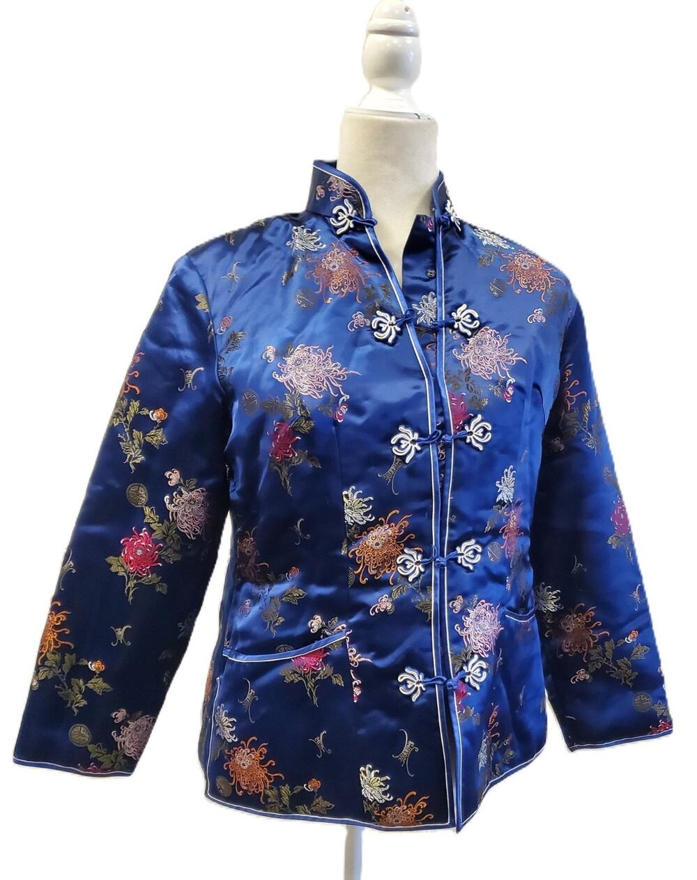 Vintage Peony Shanghai Blue Embroidered Jacket